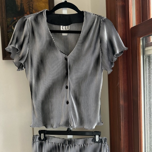 CIE Paris 2 Piece Matching Set Abstract Stripe Top & Maxi Skirt Medium - Picture 5 of 10